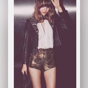 NWT  Free People Bronze Sequin Sparkle Shorts